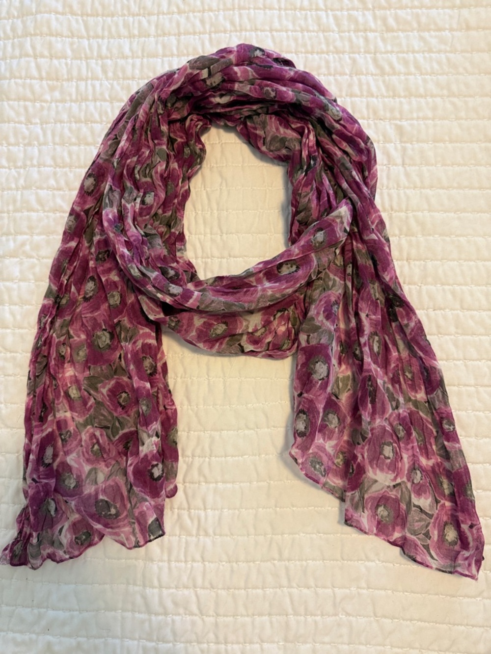 Lightweight Fuchsia Floral Scarf - Women Accessories